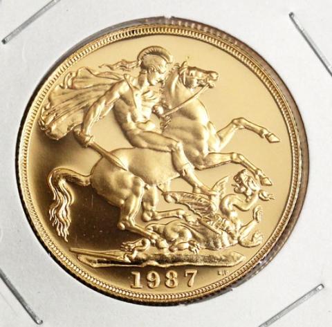 イギリス 1987 ソプリンPF金貨 未使用