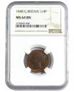 イギリス硬貨 1848年 1/4P NGC社鑑定済 MS64BN