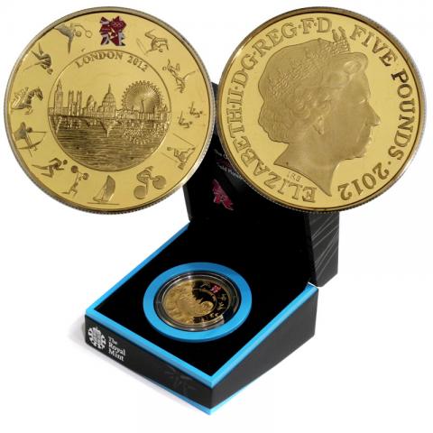 イギリスロンドンオリンピック記念 2012年 5ポンド 金メッキ銀貨 未使用
