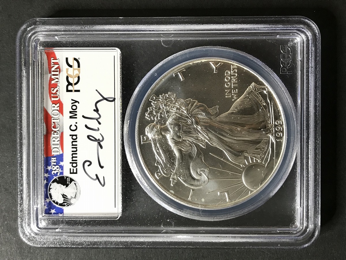 アメリカ 1999年 イーグル 1ドル銀貨 モイ氏サイン入 PCGS-MS69 | 収集