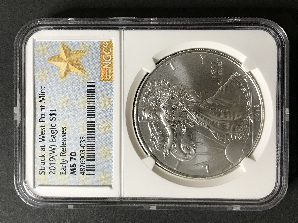 アメリカ 2019年 イーグル 1ドル銀貨  完未品 NGC-MS70最高得点