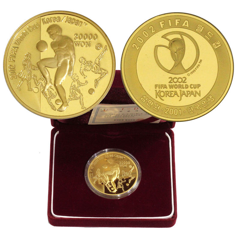 日韓 2002ワールドカップ記念 3万Won プルーフ金貨 1オンス 保証書付 | 収集ワールド