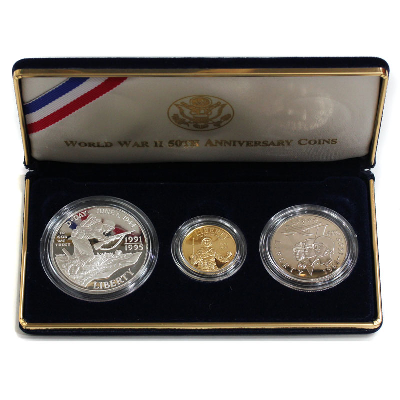 アメリカ1995年 世界大戦終戦50周年記念 金銀銅プルーフセット
