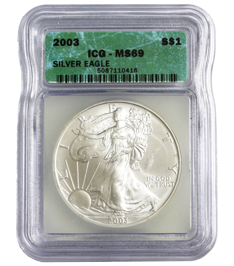 アメリカ 2003年 イーグル 1ドル銀貨 完未品 ICG-MS69高得点 | 収集