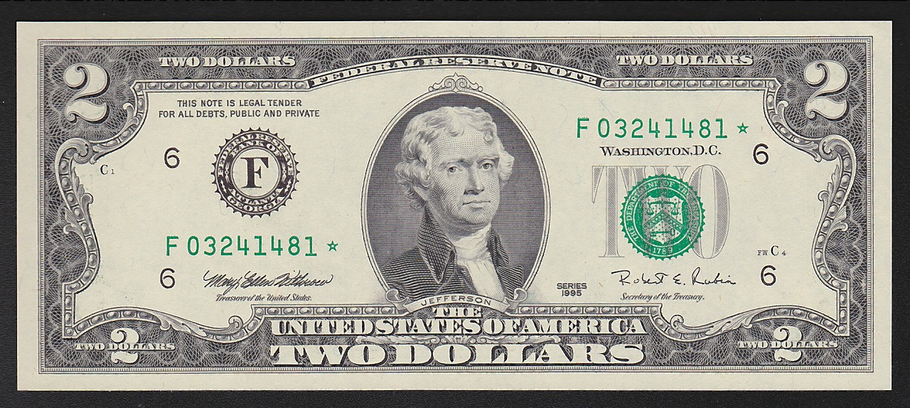 USA 1995年 2ドル 補充券 F032414〜☆ 完未品一枚