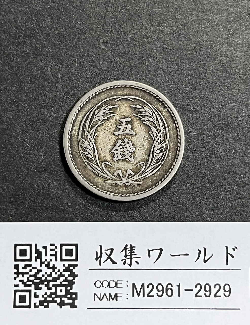 稲 5銭 白銅貨 明治31年銘 1898年 近代白銅貨 流通済並品