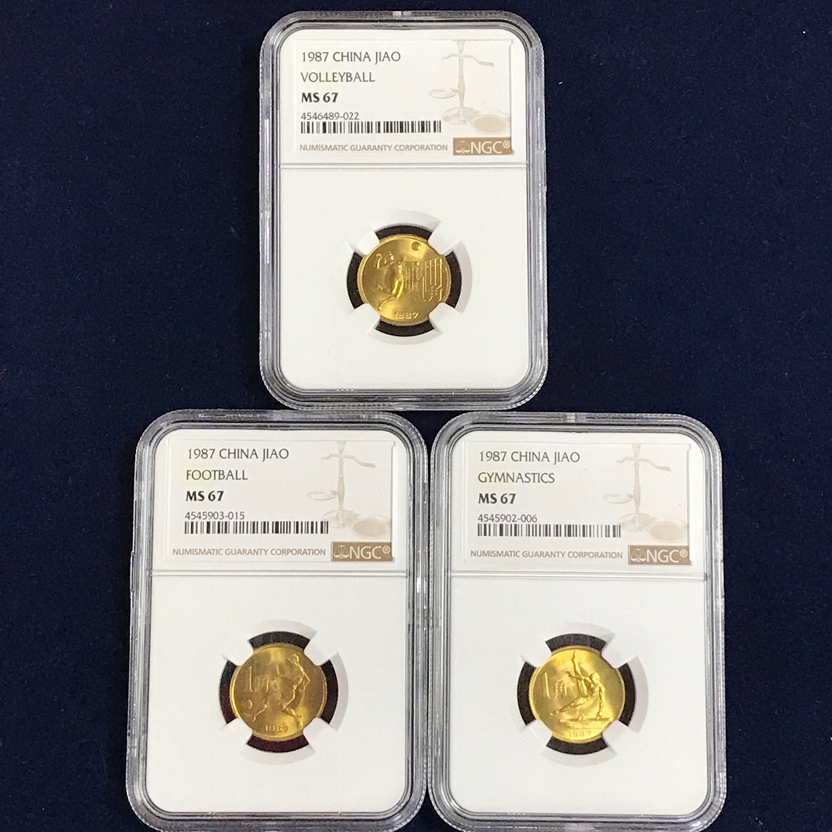 中国記念硬貨 1987年第六回運動会 三枚セット NGC MS67