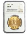 米国 1922年 20ドルイーグル金貨 NGC-MS63 鑑定済