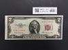 米国 2ドル札/ジェファーソン像 1953年シリーズ 赤No.A78123888A 極美品