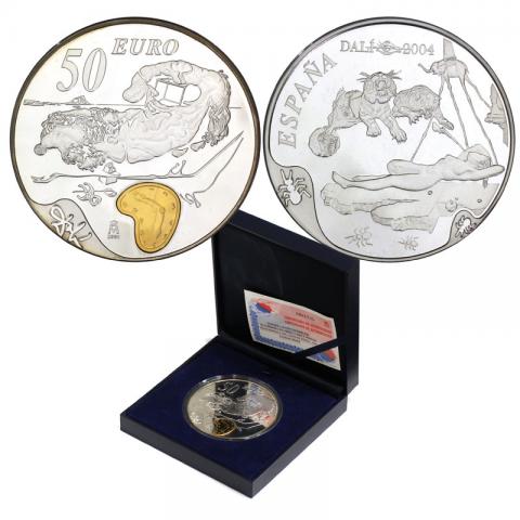 スペイン 2004年サルバドール・ダリ100周年記念5オンスPF銀貨