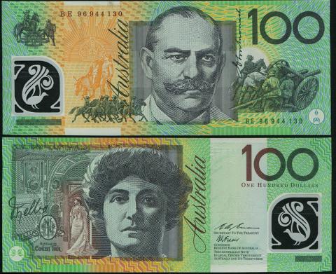オーストラリア1996年100ドルポリマー紙幣 未使用