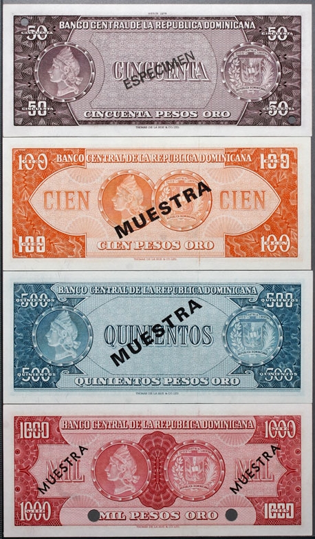 ドミニカ共和国 1964から1974年見本紙幣8枚set | 収集ワールド