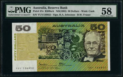 オーストラリア 1985年 50ドル PMG 58評価