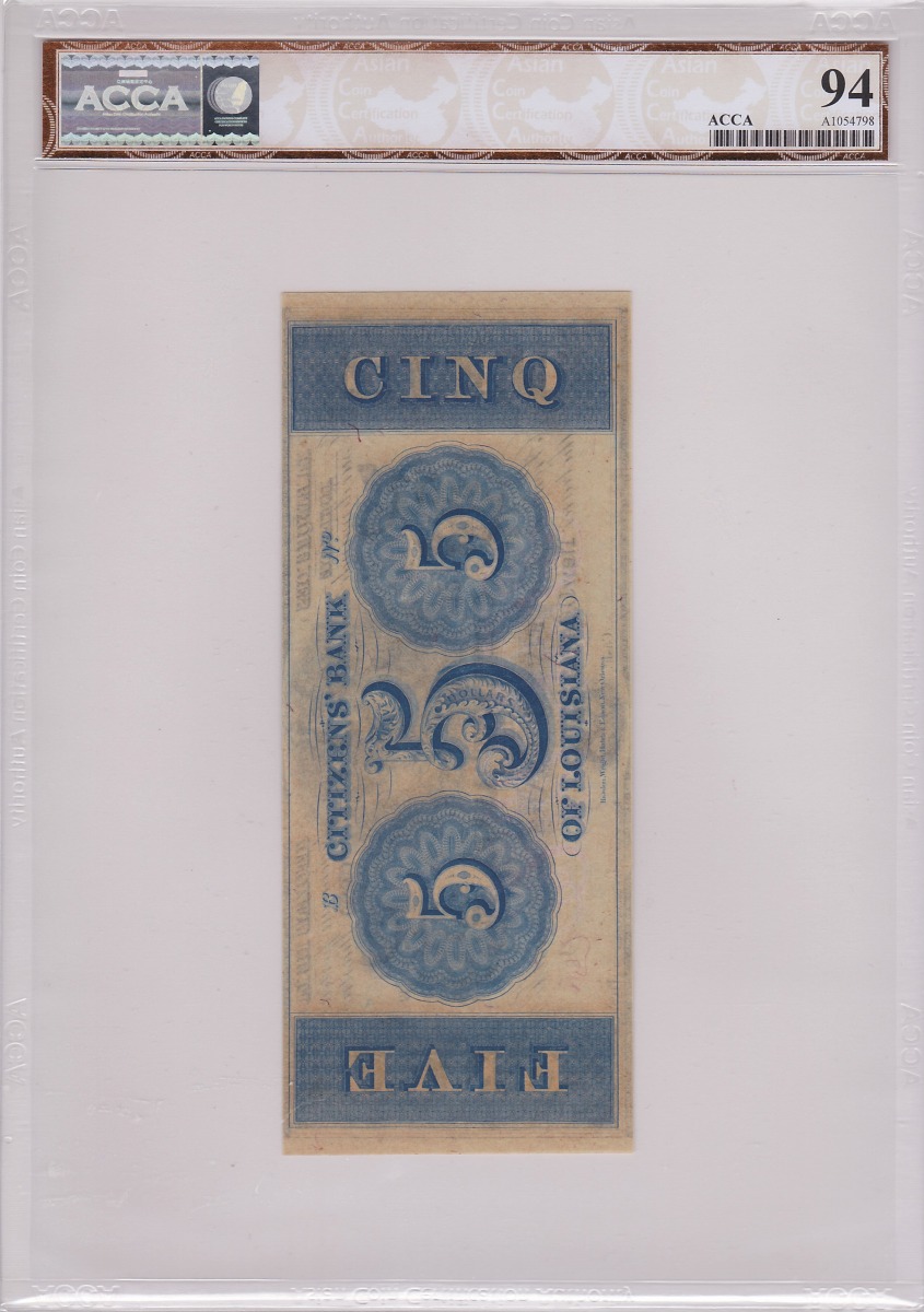 『ACCA 準未使用』アメリカルイジアナ市民銀行10ドル旧紙幣(1850年)ニューオーリンズ