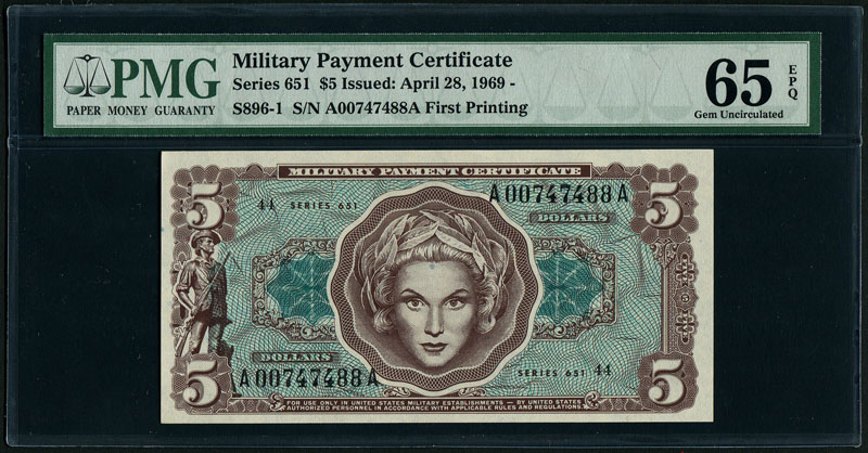 アメリカ軍票 5ドルのシリーズNo651PMG65EPQ | 収集ワールド