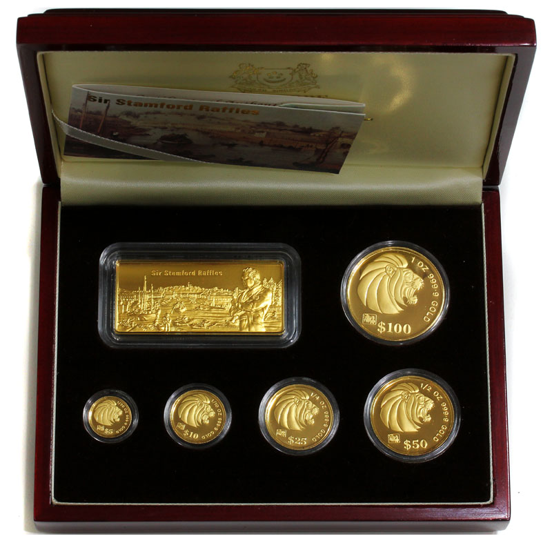 美術品/アンティーク記念硬貨 シンガポール 1994年 ライオン金貨 3枚セット  500セット限定
