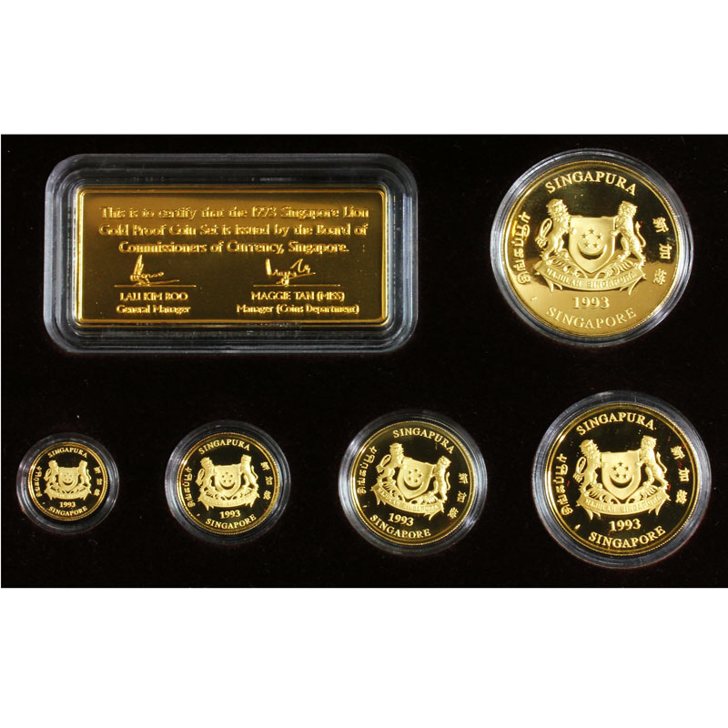 記念硬貨 シンガポール 1994年 ライオン金貨 3枚セット  500セット限定