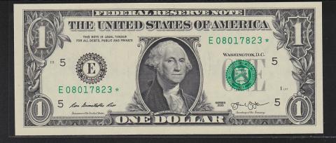 アメリカ 2013年 1ドル紙幣 E記号 スターノート 完全未使用