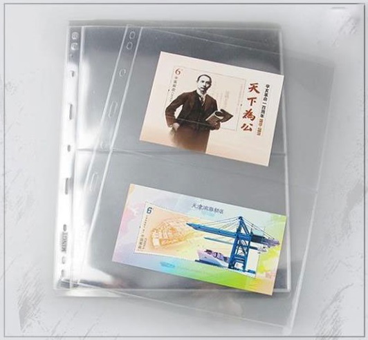 紙幣/切手収納リーフ 2段透明スペア台紙 アルバム用レフィル 10枚 