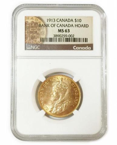 カナダ 1913年 10ドル金貨 NGC-MS63 希少品