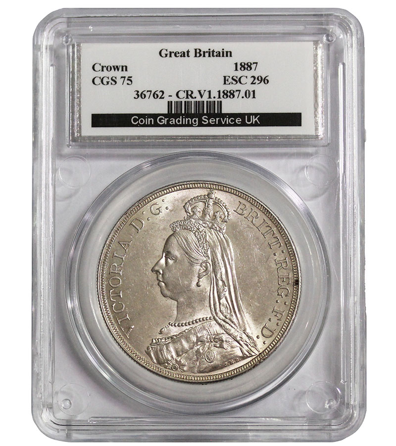 イギリス 1887年 1クラウン銀貨CGS-75評価 | 収集ワールド