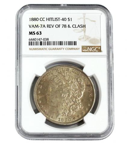 アメリカ 1ドル銀貨 モルガンダラー 1880年 CCマーク MS63 希少品