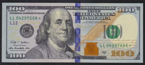 アメリカ100ドル 2009年銘 スターノート 補充券