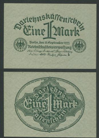 ドイツ紙幣 1922年1マーク 未使用