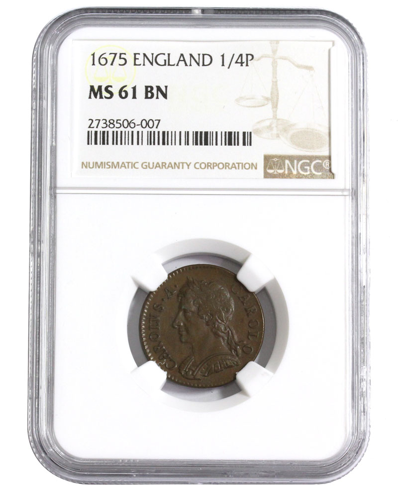 イギリス硬貨 1675年 1/4P NGC社鑑定済 MS61BN | 収集ワールド