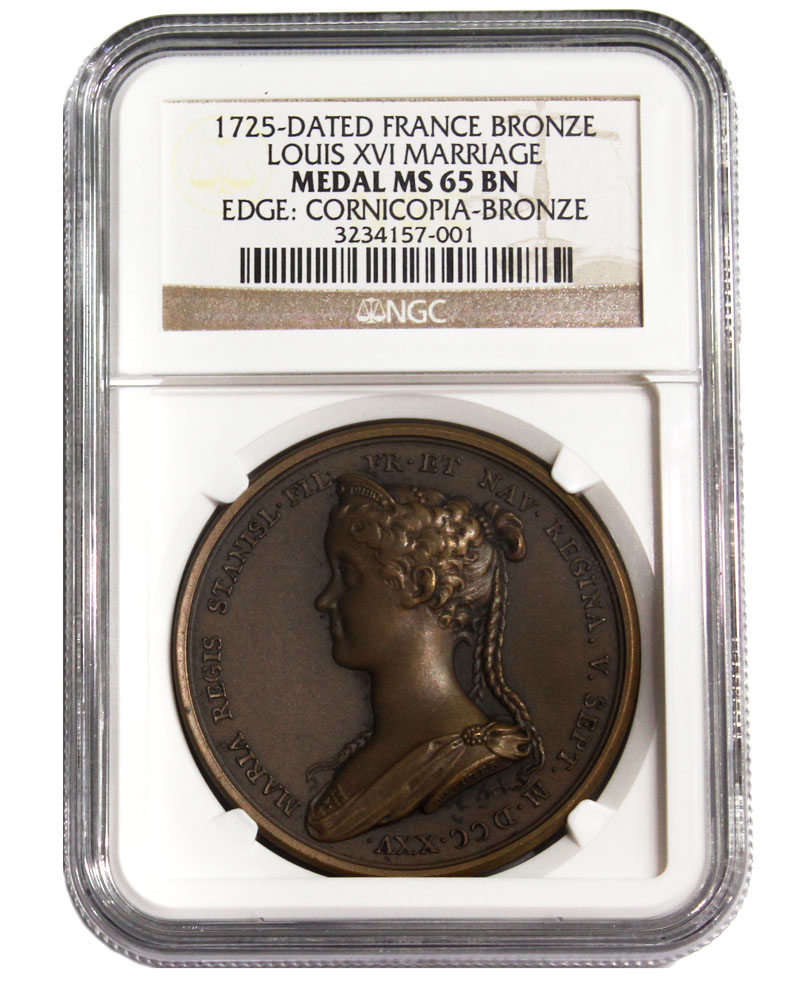 フランス 1725年 ルイ15世結婚記念メダル NGC-MS65BN | 収集ワールド