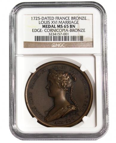 フランス 1725年 ルイ15世結婚記念メダル NGC-MS65BN