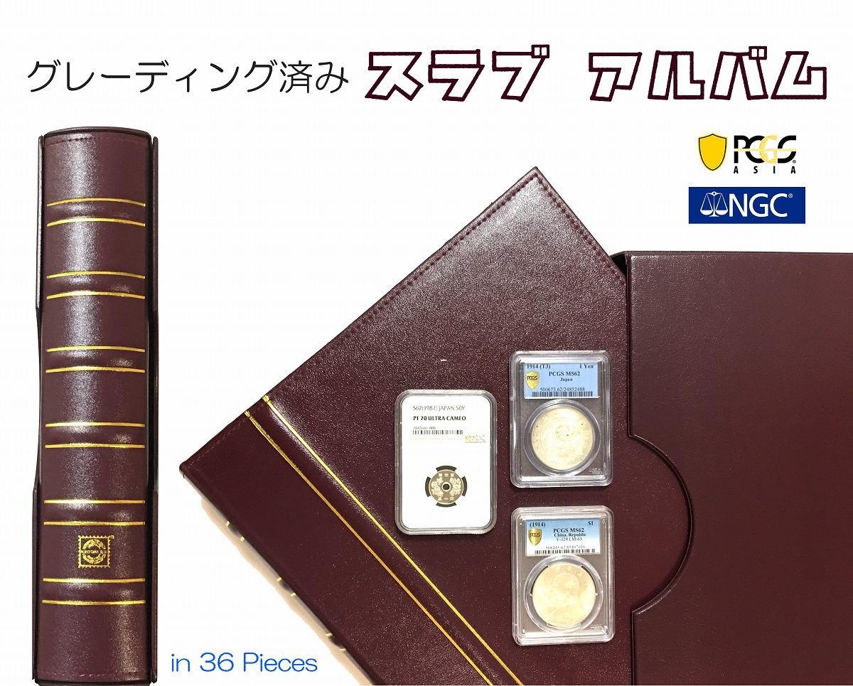 硬貨アルバム グレーディング済品スラブ用 9枚×4ページ (36枚収納可) | 収集ワールド