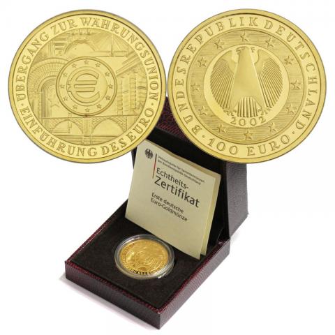 ドイツ 2002年  100ユーロ　Firstユーロ記念金貨　1/2オンス　未使用