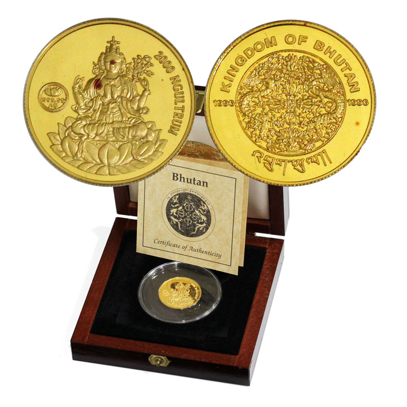 ブータン 1996年 2000ニュルタム 仏教記念プルーフ金貨 23mm 未使用 | 収集ワールド