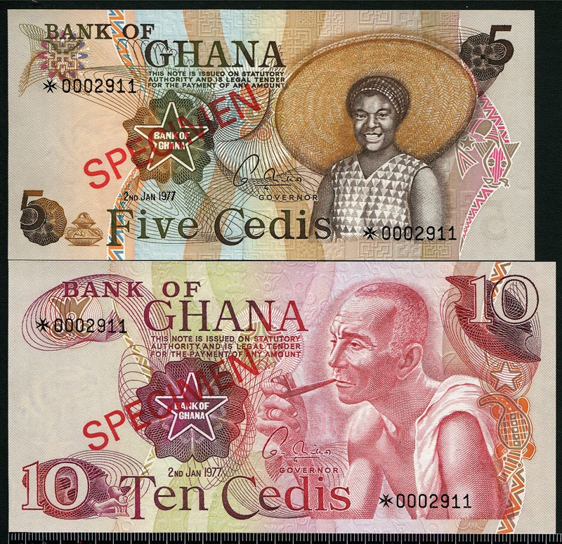 ガーナ紙幣 1976年〜77年 見本券 4枚セットUNC | 収集ワールド