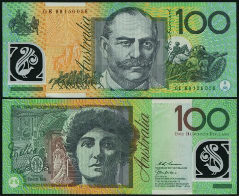 オーストラリア1999年100ドル ポリマー紙幣 未使用