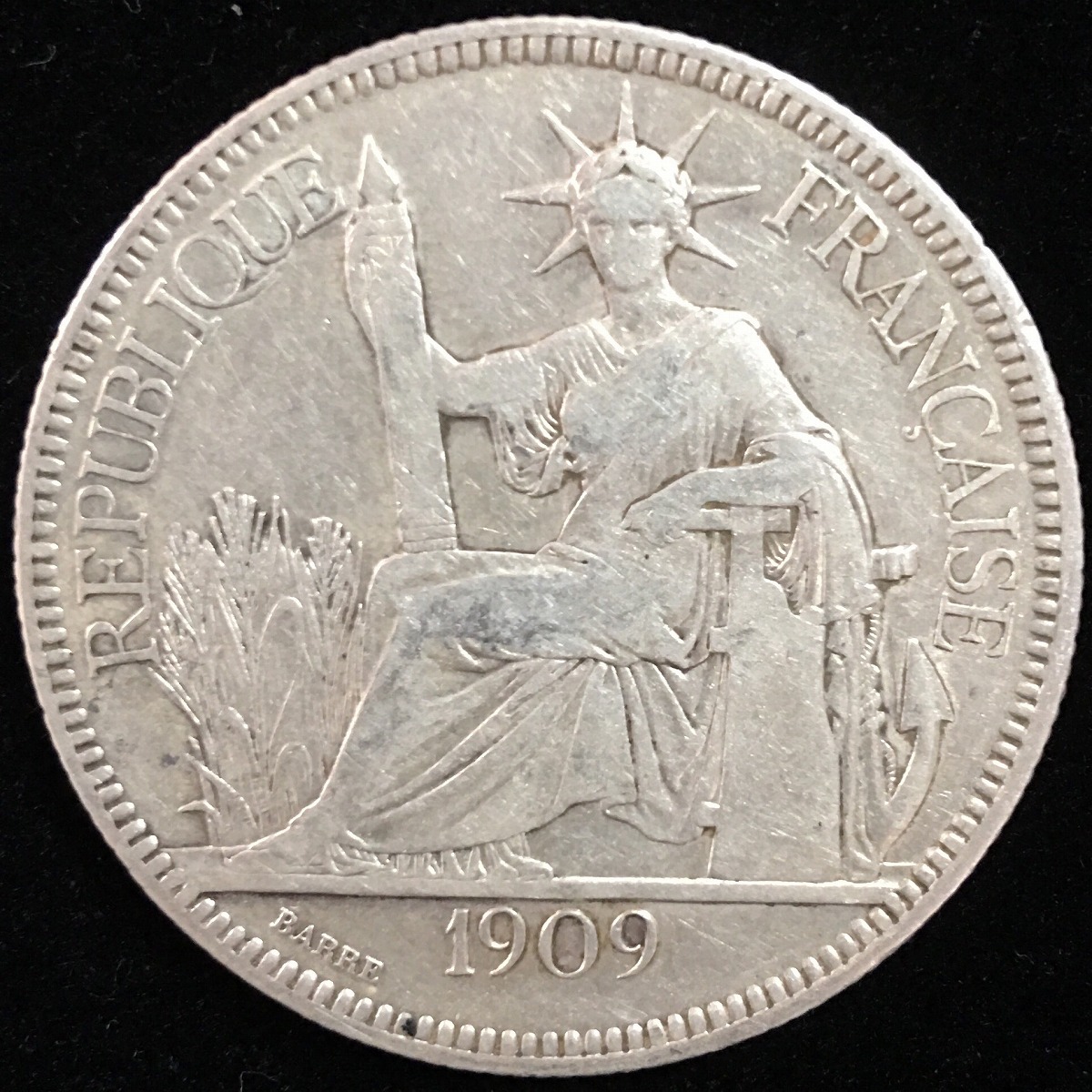 フランス銀貨 仏領インドシナ 壹圓 1909年
