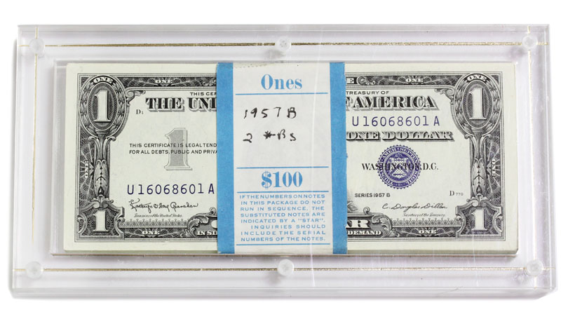 アメリカ 1957年B 1ドル紙幣×100枚 U16068601A 完未品