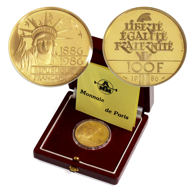 フランス 100フラン 1986年 記念プルーフ金貨 完未 ケース付き