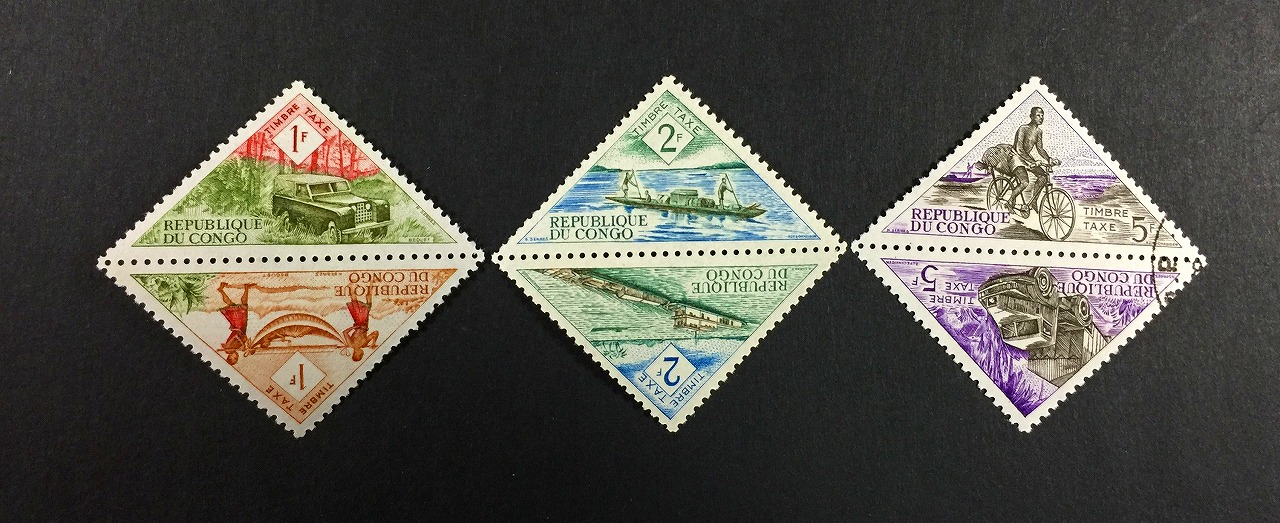 コンゴ共和国切手 REPUBLIQUE DU CONGO 三角切手6種セット