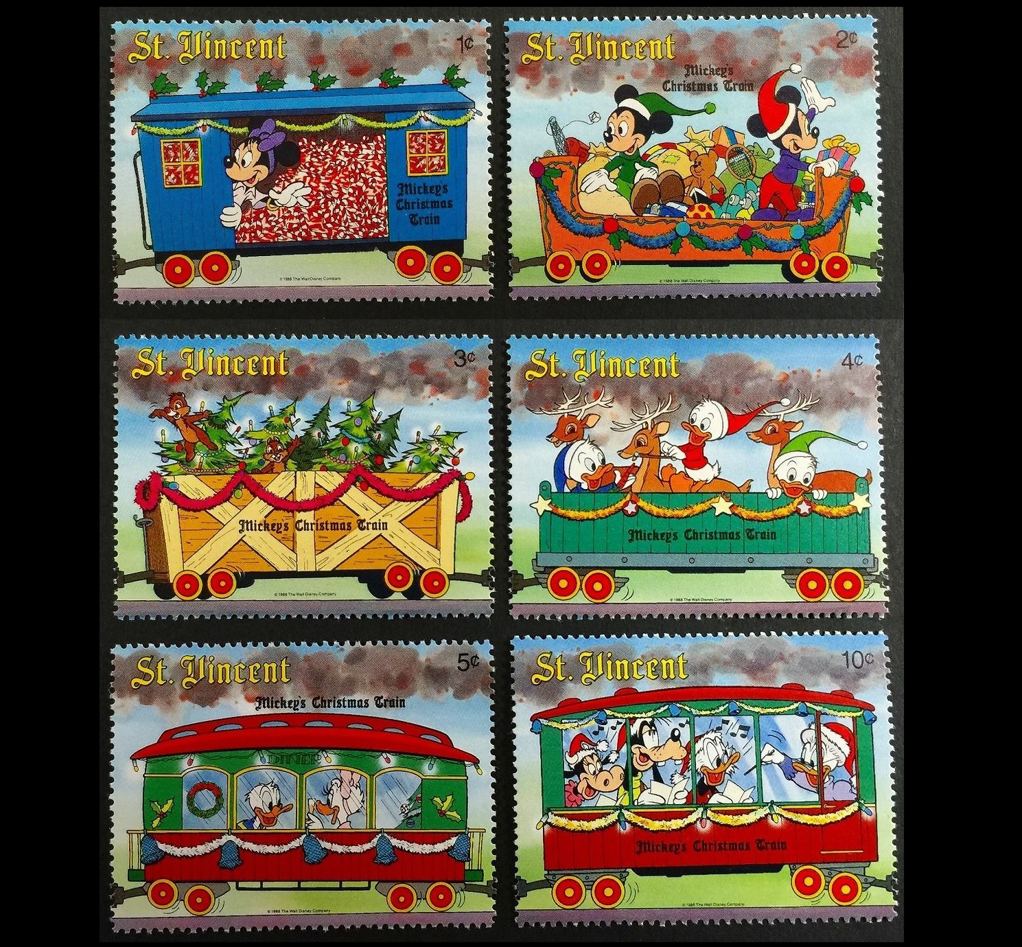 世界ディズニー切手 ミッキー ミニー ドナルドダックのクリスマス 6種セット