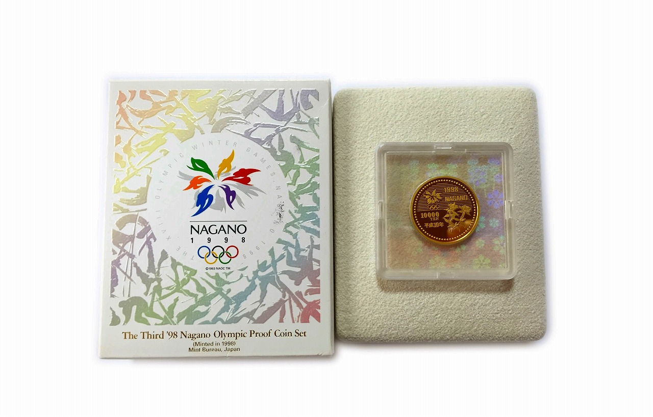 1998年 長野冬季オリンピック記念 プルーフ金貨 付属品揃い