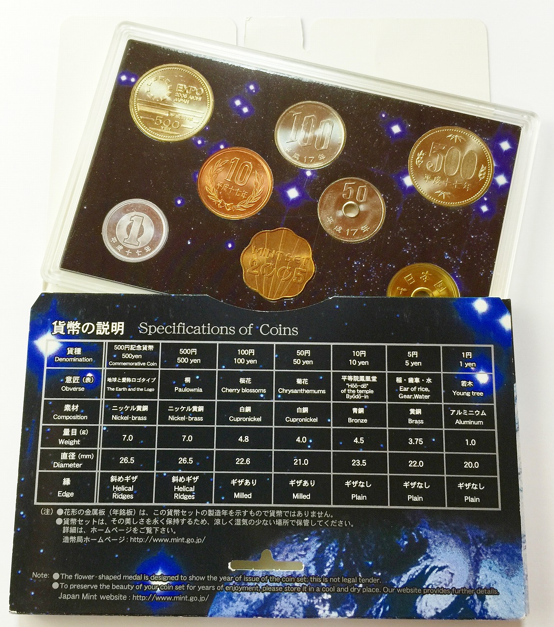 ホワイトブラウン 2005年日本国際博覧会記念 五百円ニッケル黄銅貨幣入りミントセット 通販