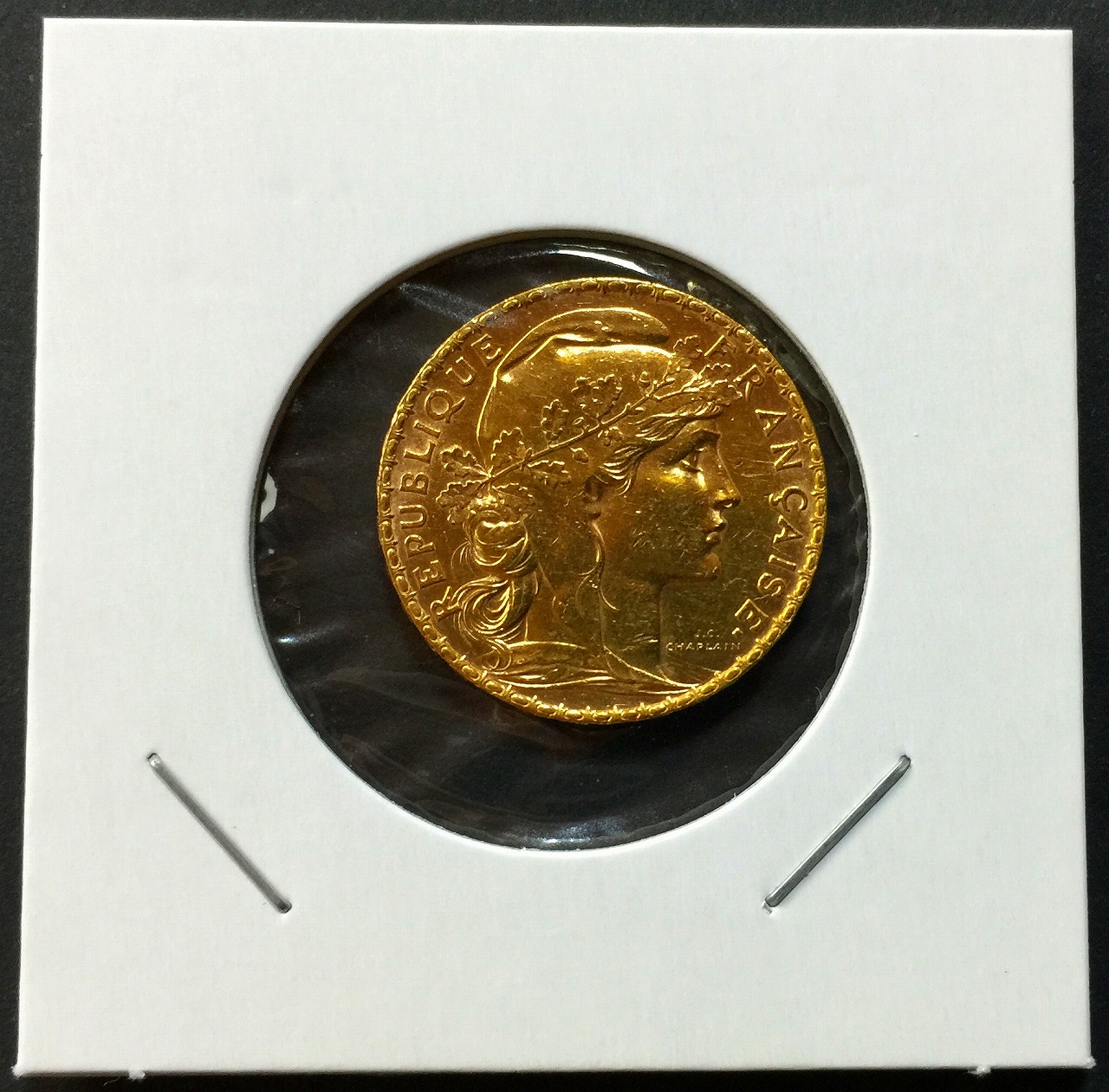 フランス金貨　1908年　20　FRANCS　5.5g