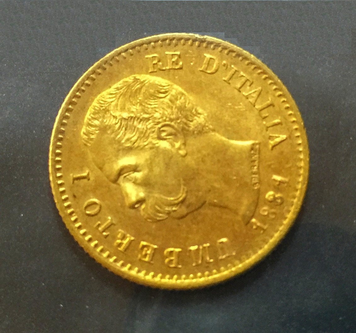 イタリア金貨　1881年　20リラ　金貨　Fr21　KM21　