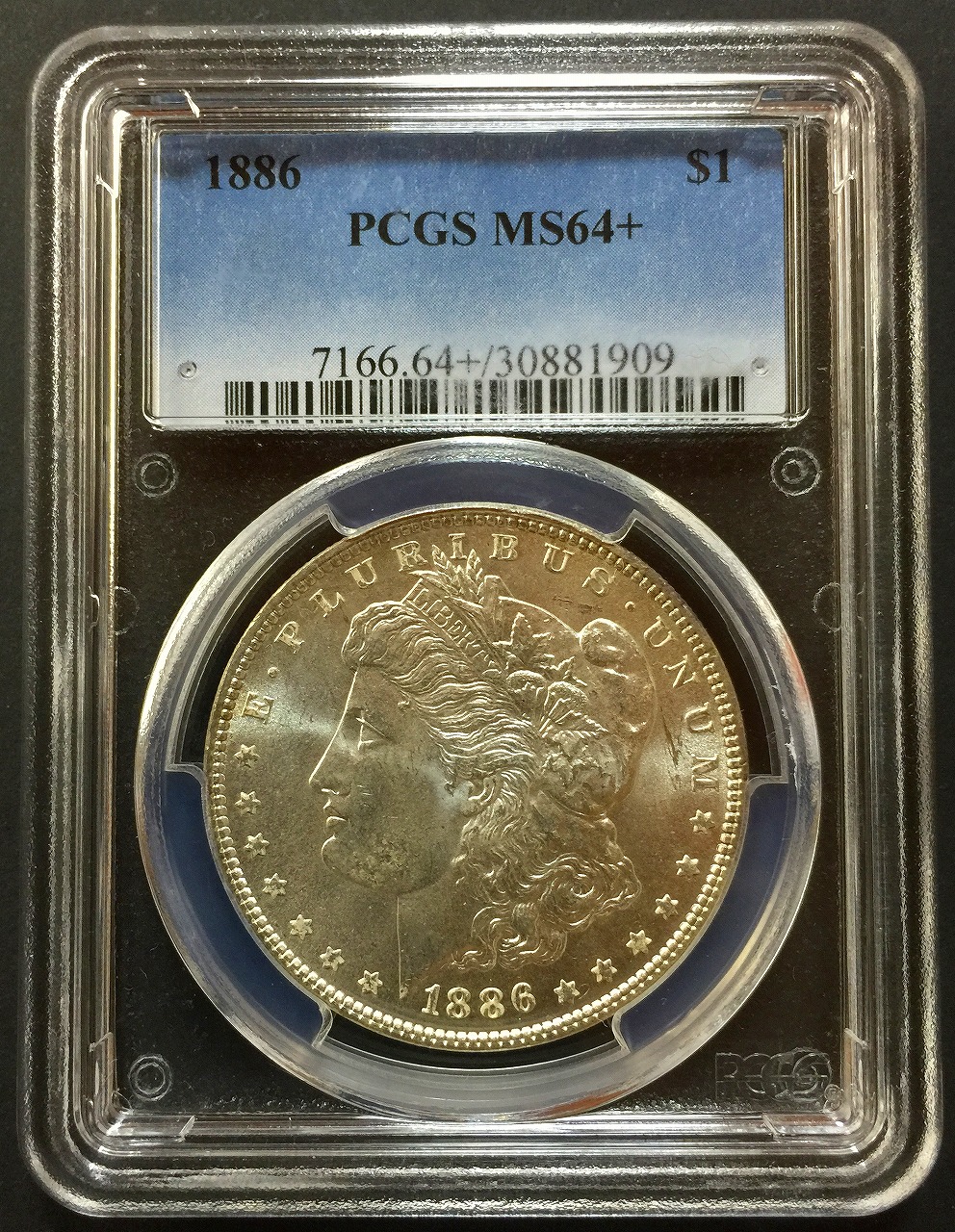 アメリカ銀貨 $1 モルガン 1886年 PCGS MS64+