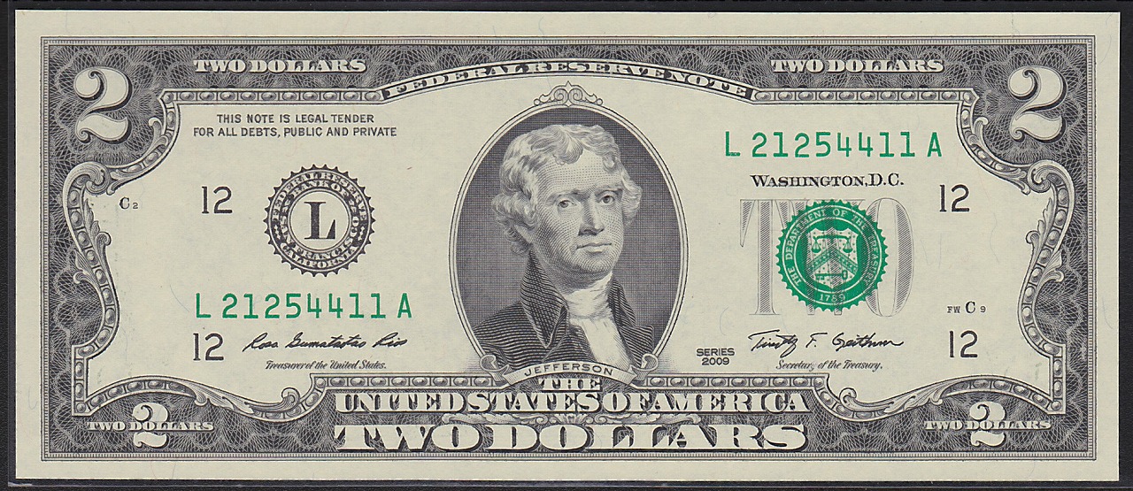 USA 2009年　2ドル　L21254411A 完未品
