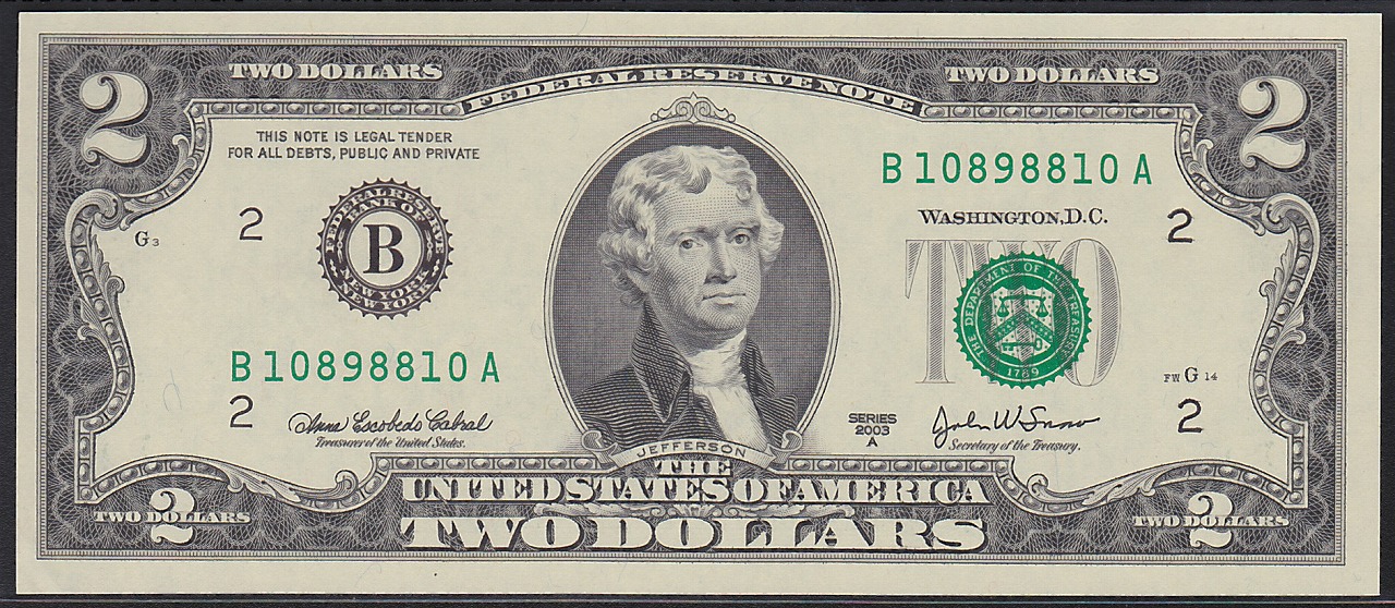 USA 2003年　2ドル　B10898810A 完未品