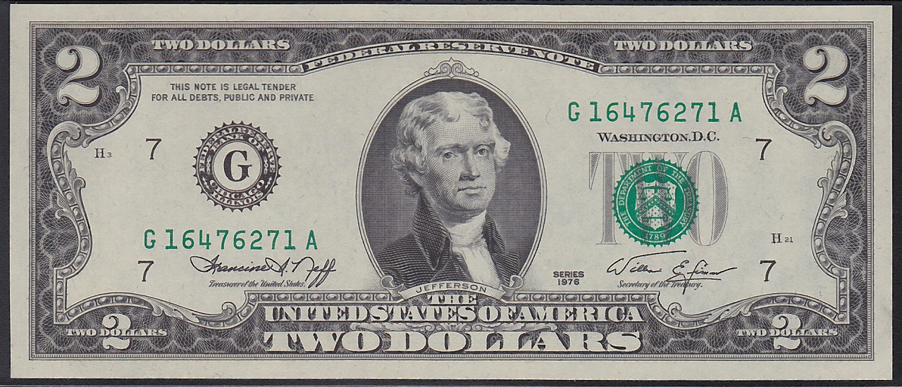 USA 1976年　2ドル 未使用 一枚