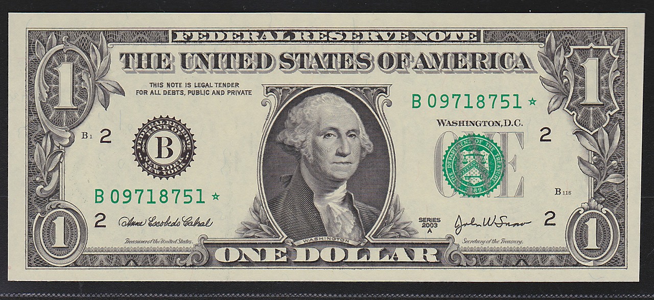 USA 2003年 1ドル紙幣 スターノート一枚 完未品